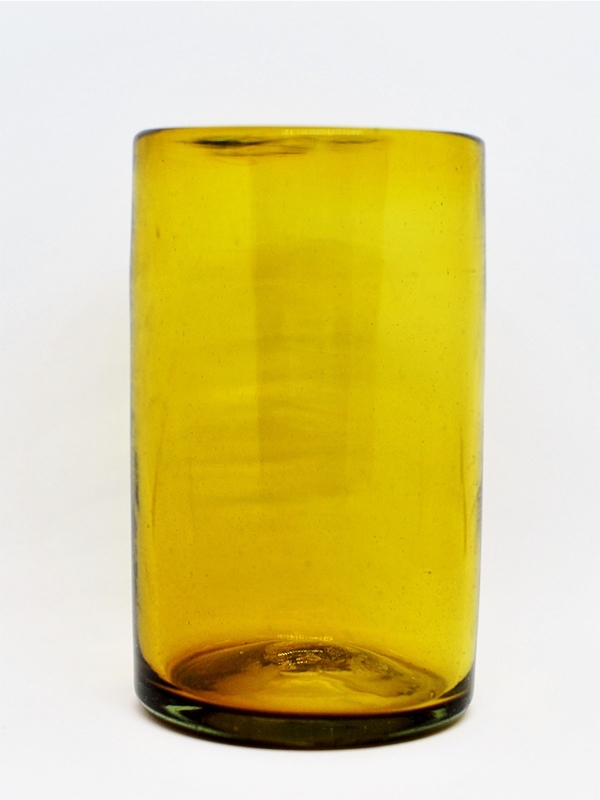 VIDRIO SOPLADO / Juego de 6 vasos grandes color ambar